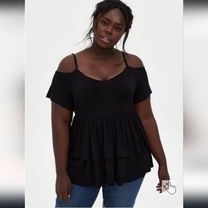 Torrid Babydoll Super Soft Cold Shoulder Top Sz 3